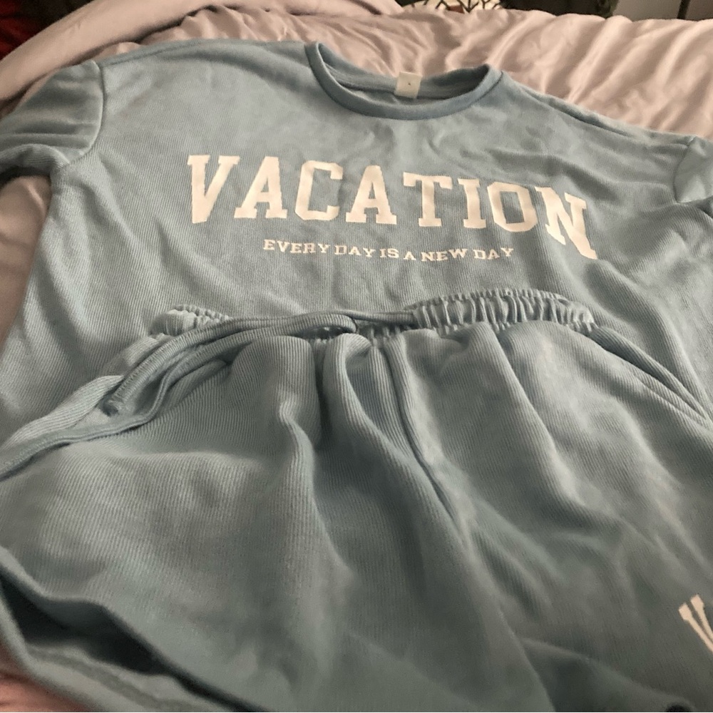 SHEIN Light Blue 'Vacation' Kids Set